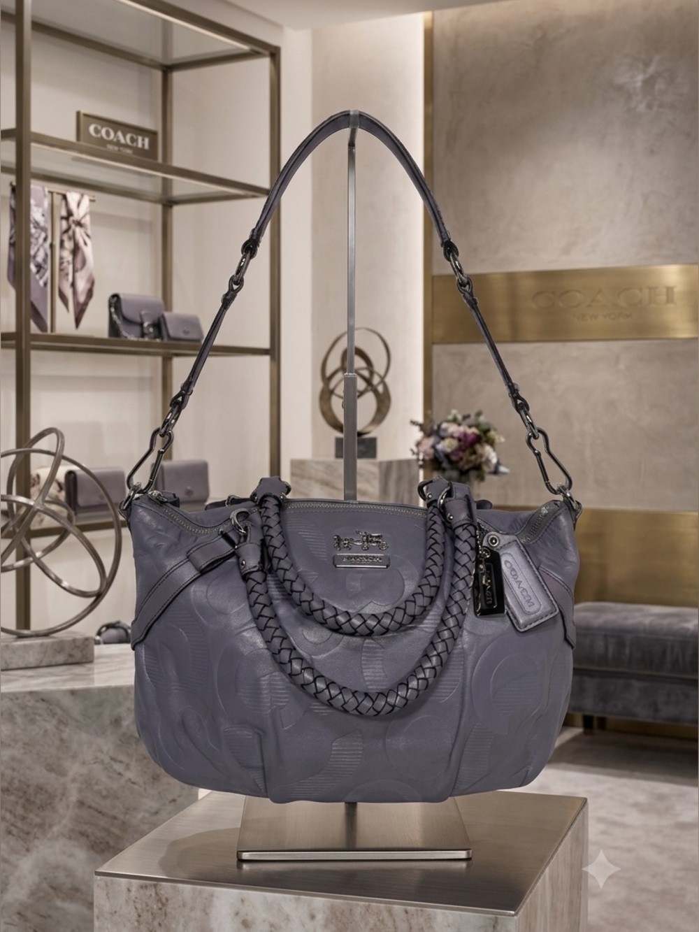 Coach Madison Metallic Leather Sabrina Satchel Handbag